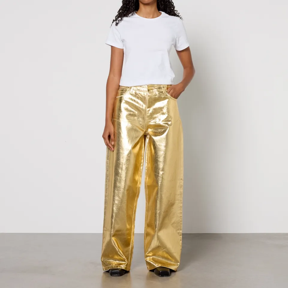 Jeans|Dr. Martens Ganni Metallic Denim Wide-Leg Jeans - W25