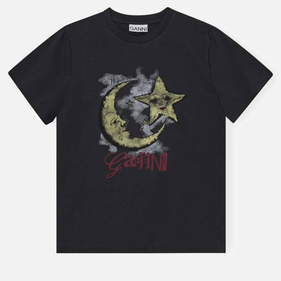 Loungewear|T-Shirts And Tops|Ganni Moonlight Cotton-Jersey T-shirt - XS