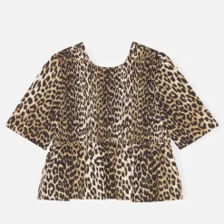 T-Shirts And Tops|Shirts And Blouses|Ganni Printed Cotton Open-Back Smock Blouse - EU 38/UK 10