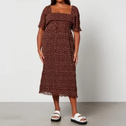 Dresses|Dresses|Dr. Martens Ganni Printed Plissé-Georgette Midi Dress - EU 36/UK 8