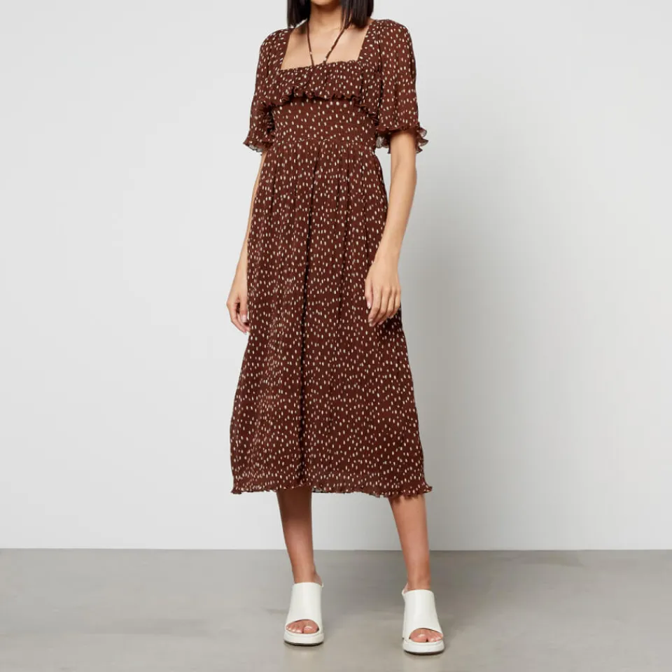 Dresses|Dresses|Dr. Martens Ganni Printed Plissé-Georgette Midi Dress - EU 36/UK 8