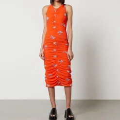 Dresses|Dresses|Ganni Ruched Recycled Jersey Midi Dress - EU 40/UK 12