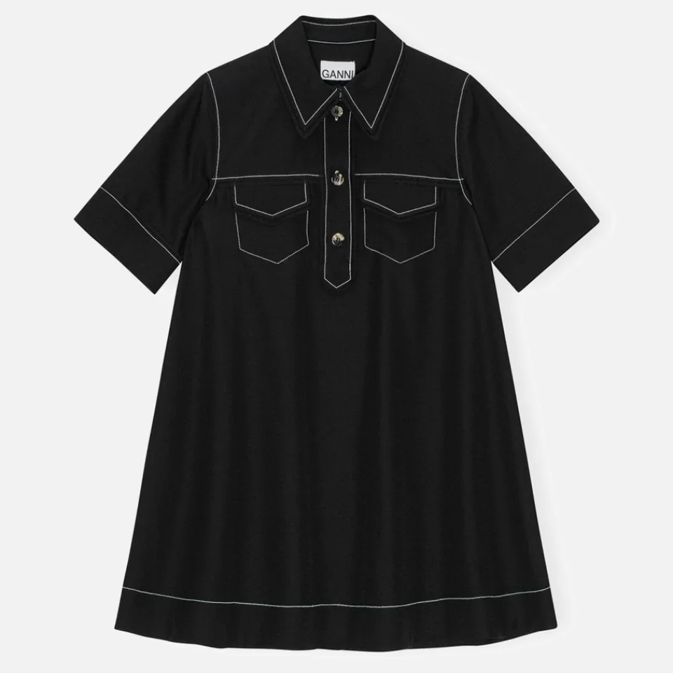 Dresses|Dresses|Ganni Sable Crepe Mini Dress - 34