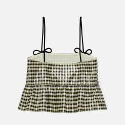 T-Shirts And Tops|Vagabond Shoemakers Ganni Shiny Check Cotton-Blend Jacquard Top - 36