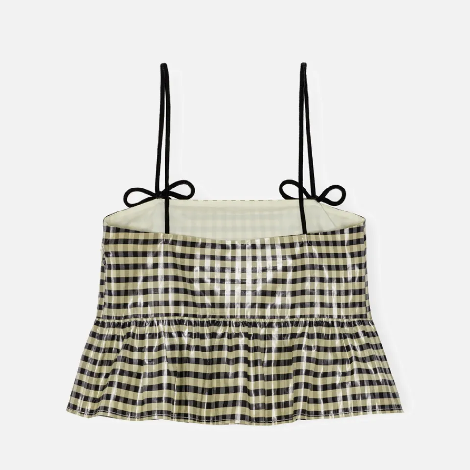 T-Shirts And Tops|Vagabond Shoemakers Ganni Shiny Check Cotton-Blend Jacquard Top - 36