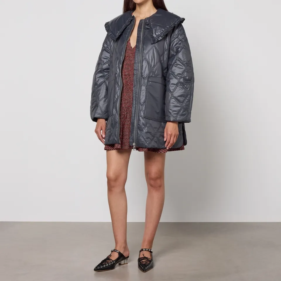 Jackets|Coats|Dr. Martens Ganni Shiny Quilted Recycled Shell Jacket - L,XL