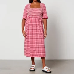 Dresses|Dresses|Anni Lu Ganni Smocked Checked Seersucker Dress - EU 34/UK 6