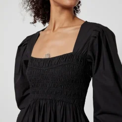 Dresses|Dresses|Ganni Smocked Cotton-Poplin Dress - EU 34/UK 6
