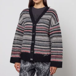 Knitwear|Dr. Martens Ganni Striped Boxy Wool-Blend Cardigan - XS
