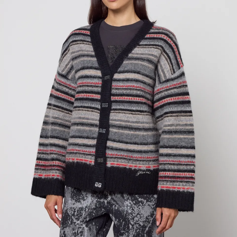 Knitwear|Dr. Martens Ganni Striped Boxy Wool-Blend Cardigan - XS