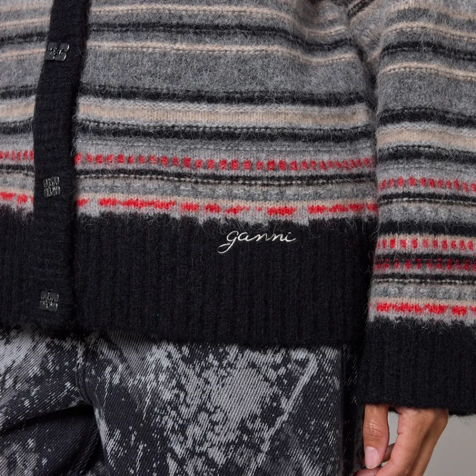 Knitwear|Dr. Martens Ganni Striped Boxy Wool-Blend Cardigan - XS