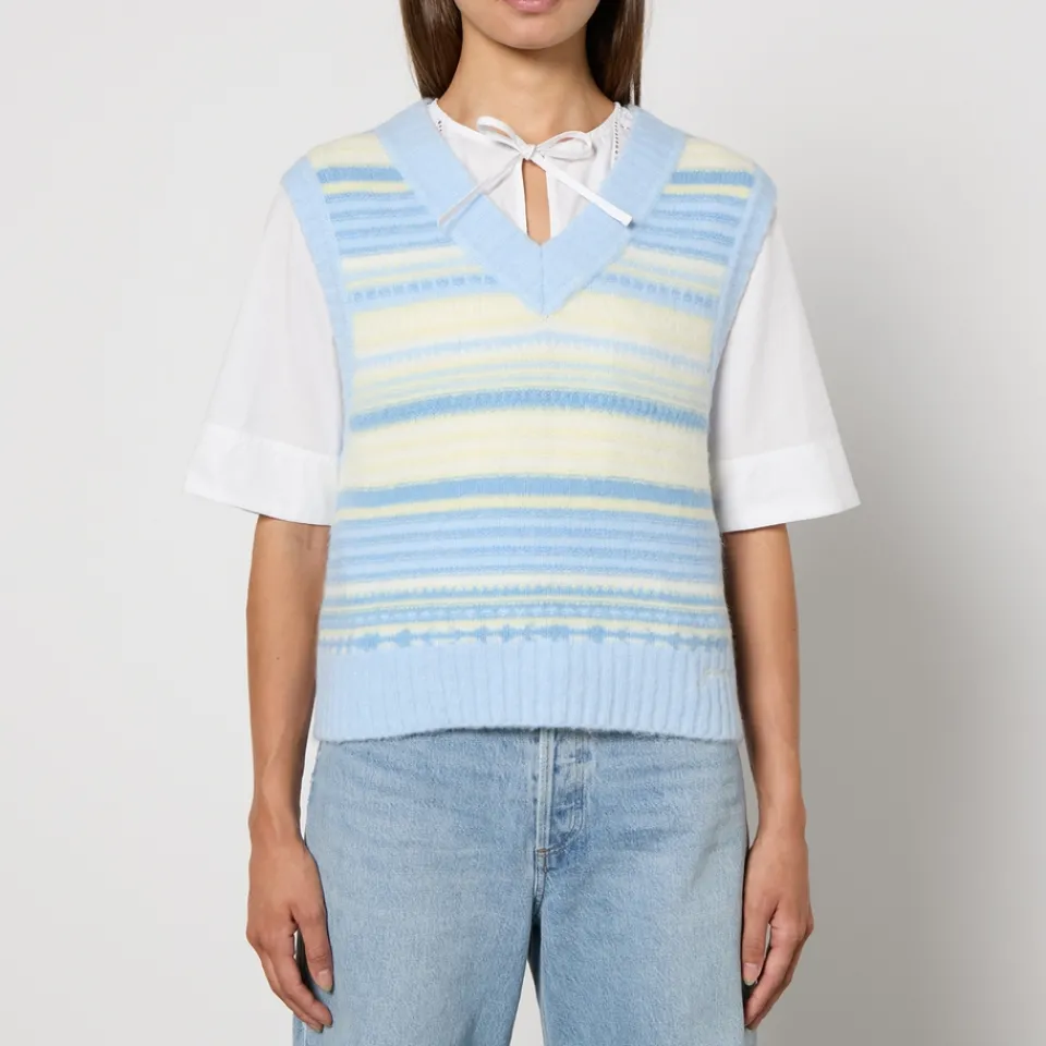 T-Shirts And Tops|Ganni Striped Intarsia-Knit Vest - S