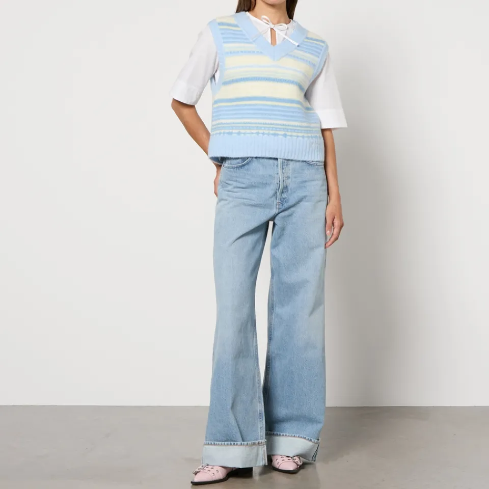 T-Shirts And Tops|Ganni Striped Intarsia-Knit Vest - S