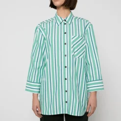 Co-Ord Sets|T-Shirts And Tops|Vagabond Shoemakers Ganni Striped Organic Cotton Shirt - EU 34/UK 6