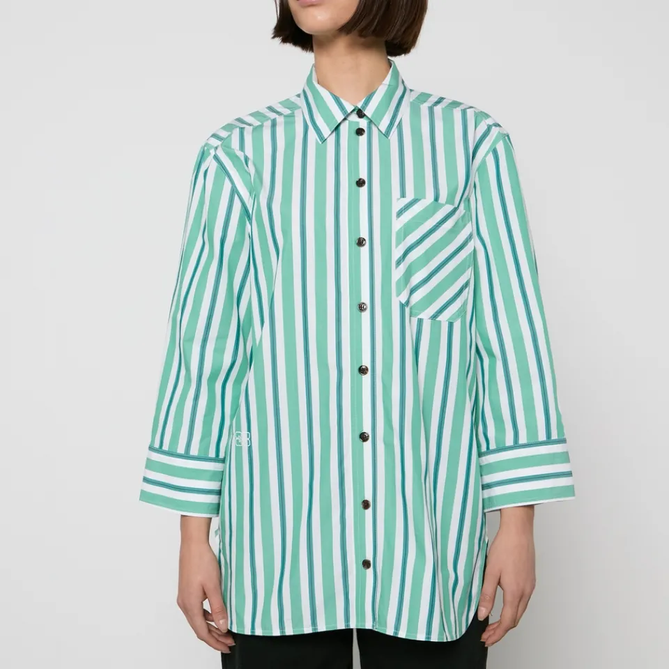 Co-Ord Sets|T-Shirts And Tops|Vagabond Shoemakers Ganni Striped Organic Cotton Shirt - EU 34/UK 6