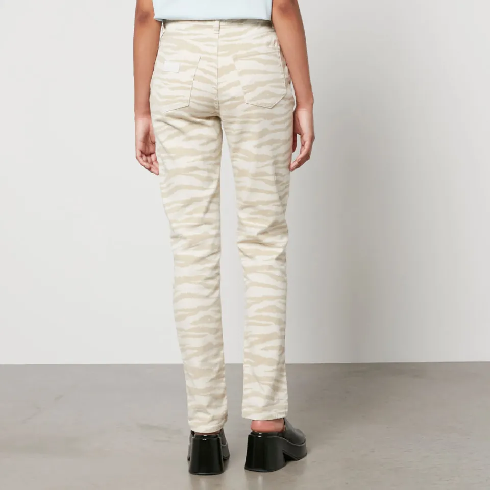 Jeans|Ganni Swigy Zebra-Print Denim Straight-Leg Jeans - W25