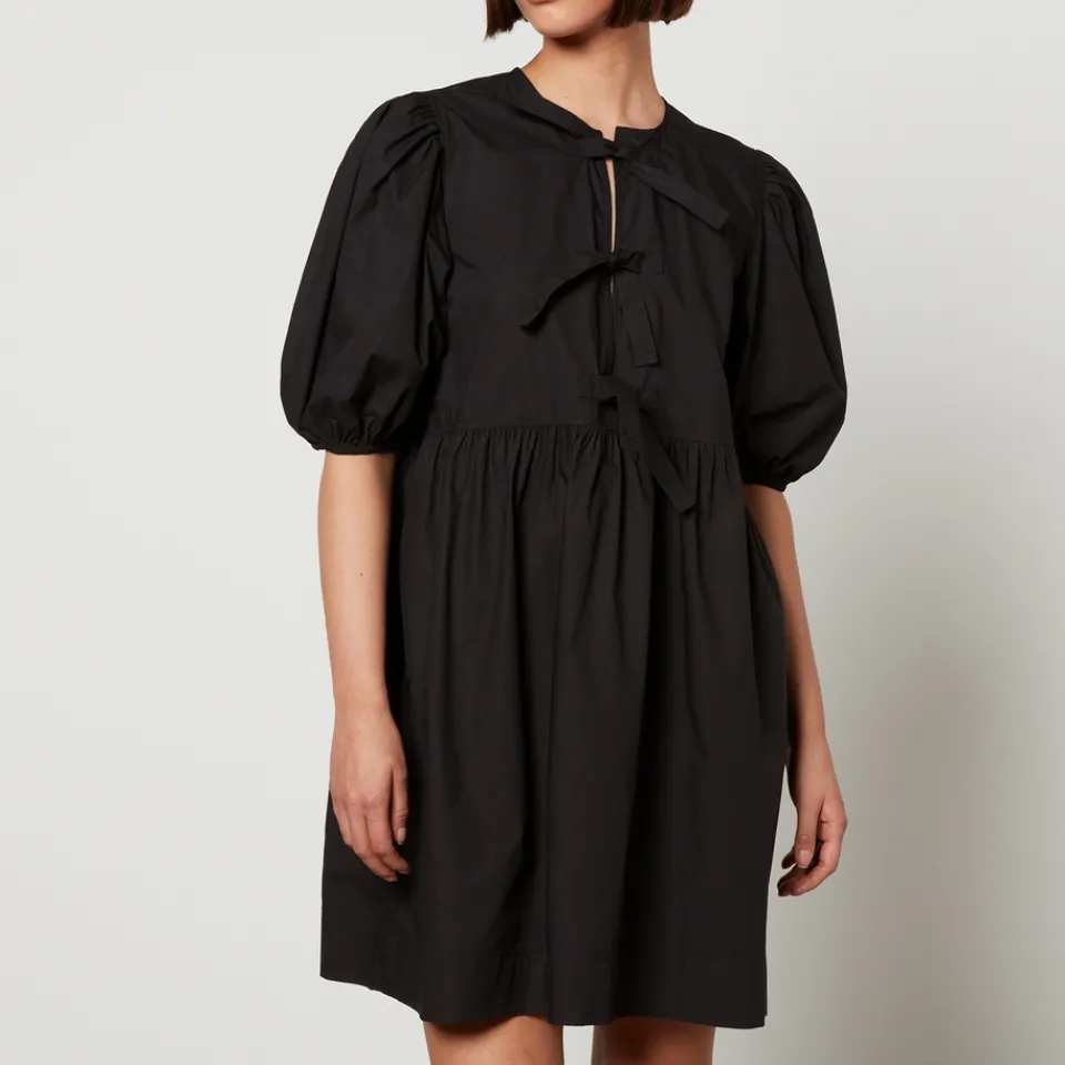 Dresses|Dresses|Ganni Tie String Cotton-Poplin Mini Dress - EU 34/UK 6