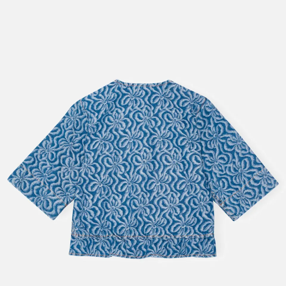 Co-Ord Sets|T-Shirts And Tops|Dr. Martens Ganni Tie-Front Jacquard-Denim Blouse - EU 42/UK 14