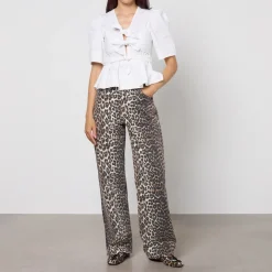 T-Shirts And Tops|Shirts And Blouses|Self-Portrait Ganni Washed Cotton-Blend Poplin Tie Strap Blouse - EU 34/UK 6
