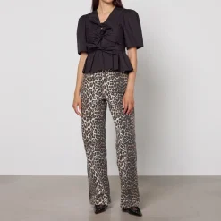T-Shirts And Tops|Shirts And Blouses|Ganni Washed Cotton-Blend Poplin Tie Strap Blouse - EU 34/UK 6