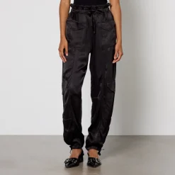 Trousers|Ganni Washed-Satin Barrel-Leg Trousers - EU 36/UK 8