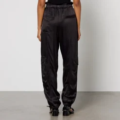 Trousers|Ganni Washed-Satin Barrel-Leg Trousers - EU 36/UK 8