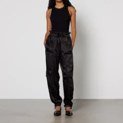 Trousers|Ganni Washed-Satin Barrel-Leg Trousers - EU 36/UK 8