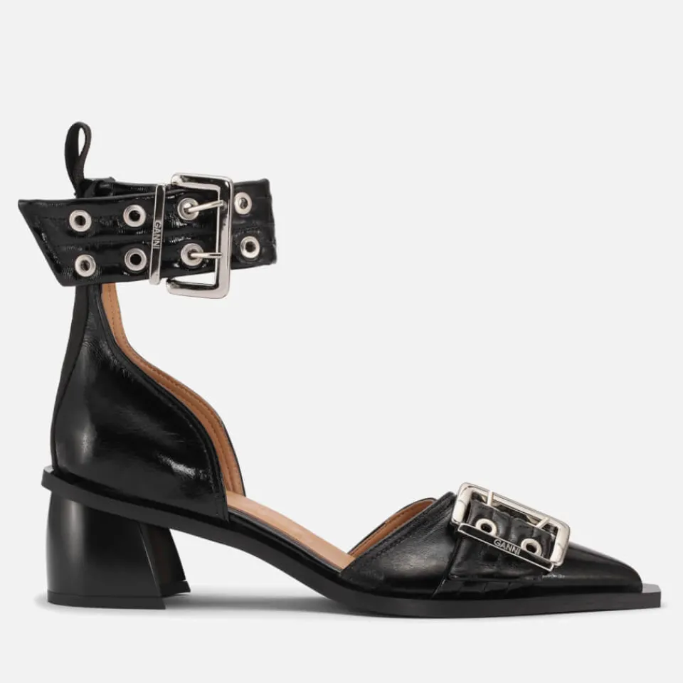 Heels|Tory Burch Ganni Women's Buckled Faux Leather Heeled Pumps - UK 4