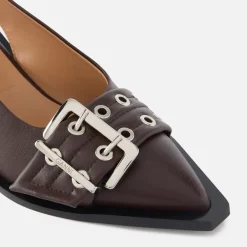 Heels|Ganni Women’s Chunky Buckle Faux Leather Slingback Heels - UK 3