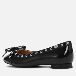 Flats|Ganni Women's Eyelets Bow Faux Leather Ballet Flats - UK 3