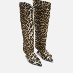 Boots|Ganni Women's Eyelets Slouchy Satin Knee-High Boots - UK 3