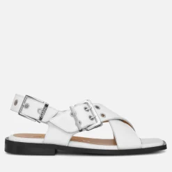 Sandals & Slides|Sandals|Tory Burch Ganni Women's Faux Leather Buckle Cross Strap Sandals - UK 3