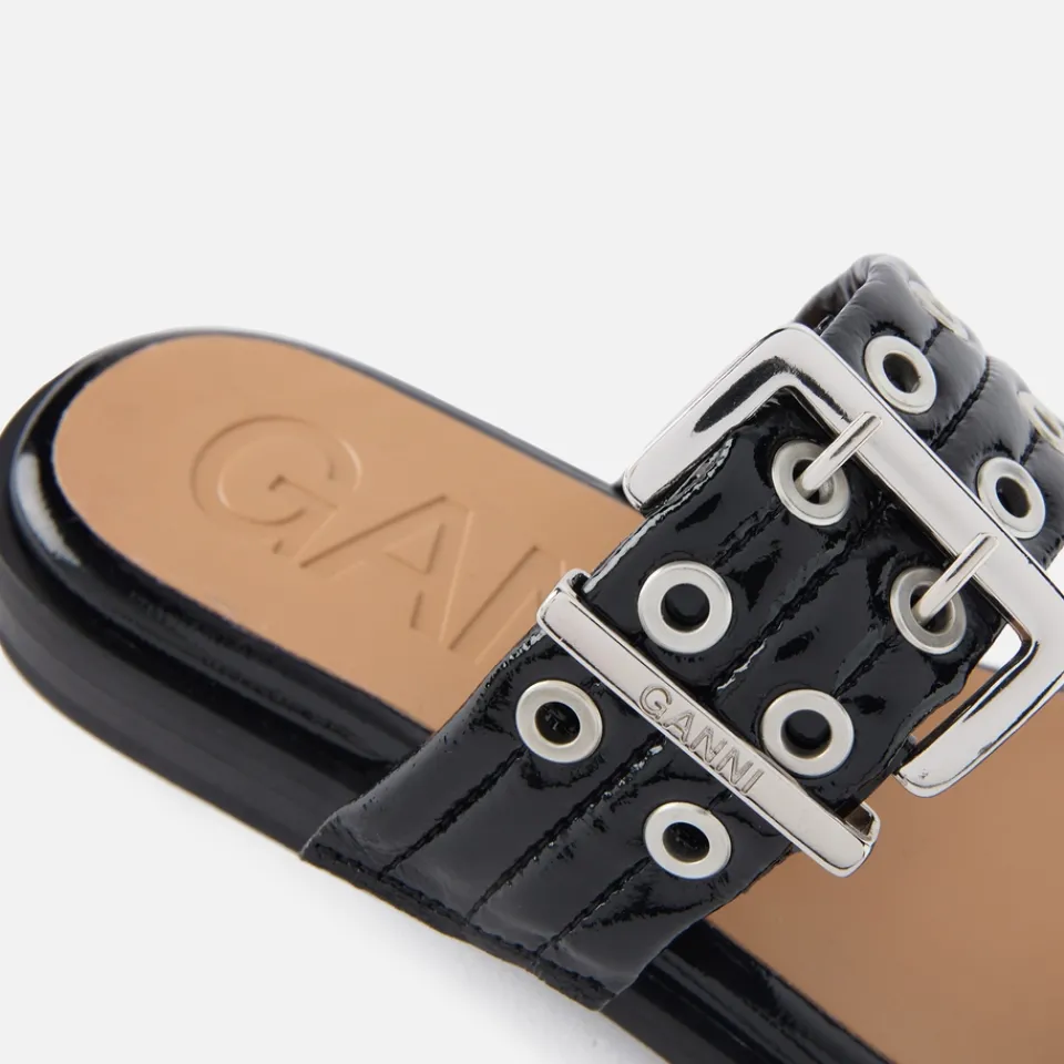 Sandals & Slides|Sandals|Anine Bing Ganni Women's Feminine Buckle Faux Leather Sandals - UK 3