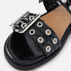 Sandals & Slides|Sandals|Anine Bing Ganni Women's Feminine Buckle Faux Leather Sandals - UK 3