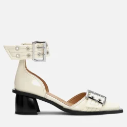 Heels|Dr. Martens Ganni Women's Feminine Buckle Block Satin Heels - UK 3