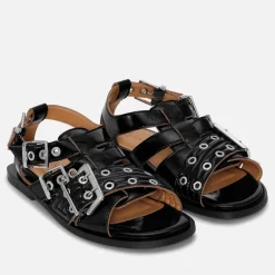 Sandals & Slides|Sandals|Ganni Women's Feminine Leather Strap Sandals - UK 3