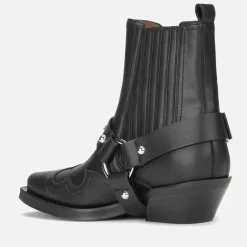Boots|Ganni Women's Fitted Leather Western Boots - UK 3