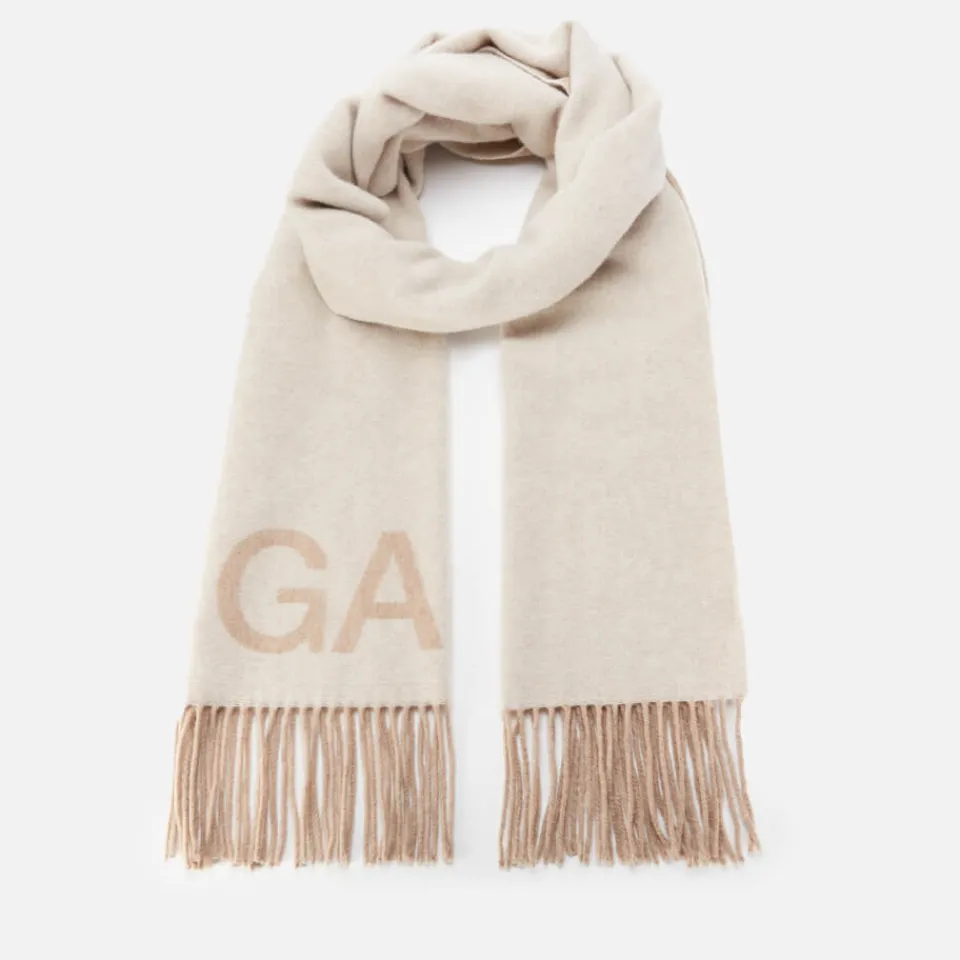 Scarves|Ganni Women's Fringed Wool Scarf - Egret