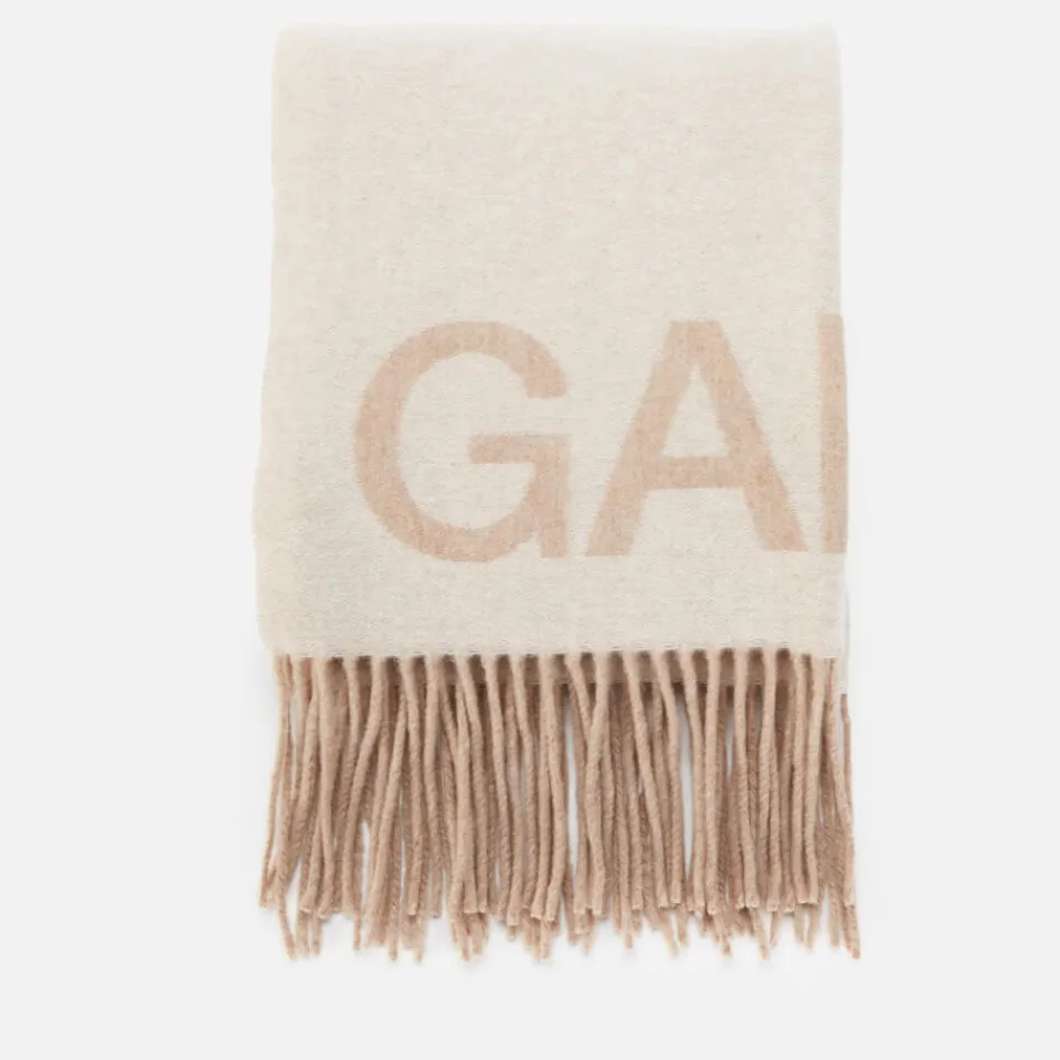 Scarves|Ganni Women's Fringed Wool Scarf - Egret