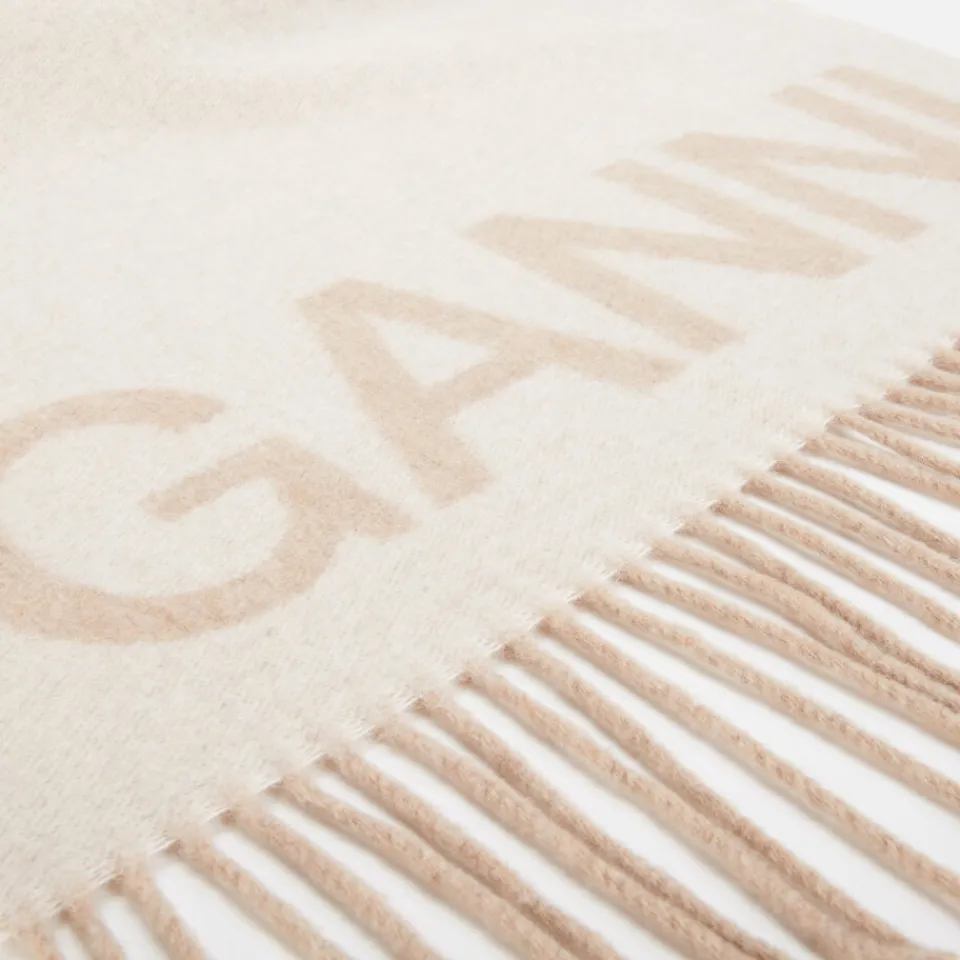 Scarves|Ganni Women's Fringed Wool Scarf - Egret