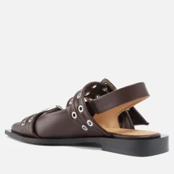 Flats|Ganni Women's Leather Ballet Flats - UK 3