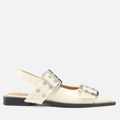 Flats|Ganni Women's Patent Faux Leather Ballet Flats - UK 5