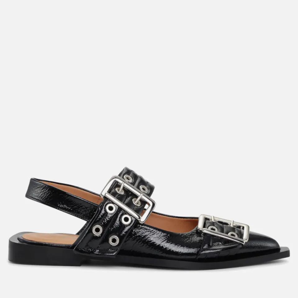 Flats|Ganni Women's Patent Leather Ballet Flats - UK 3