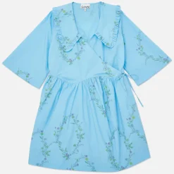 Dresses|Dresses|Ganni x Coggles Floral-Print Organic Cotton Wrap Dress - S/M