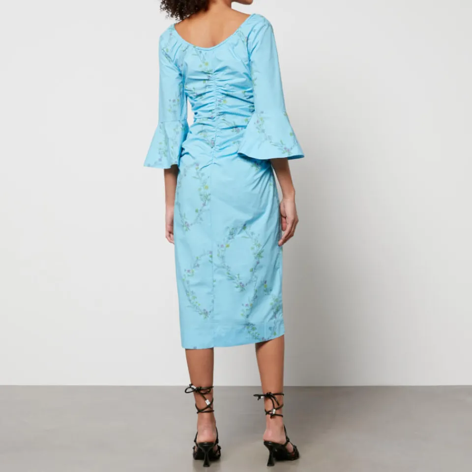 Dresses|Dresses|ROTATE Birger Christensen Ganni x Coggles Floral-Print Organic Cotton Midi Dress - EU 34/UK 6