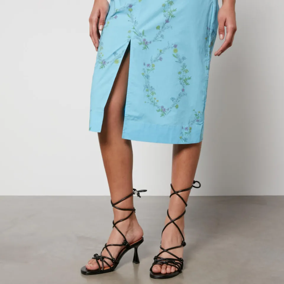Dresses|Dresses|ROTATE Birger Christensen Ganni x Coggles Floral-Print Organic Cotton Midi Dress - EU 34/UK 6