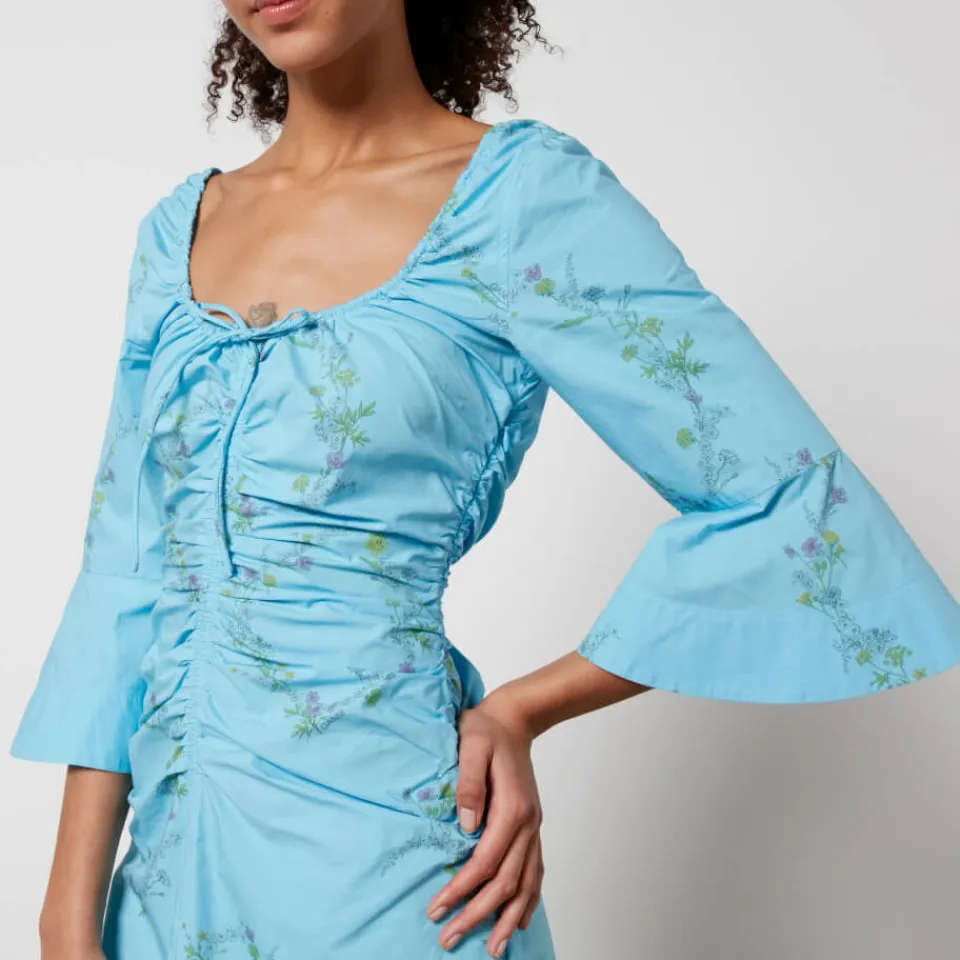 Dresses|Dresses|ROTATE Birger Christensen Ganni x Coggles Floral-Print Organic Cotton Midi Dress - EU 34/UK 6
