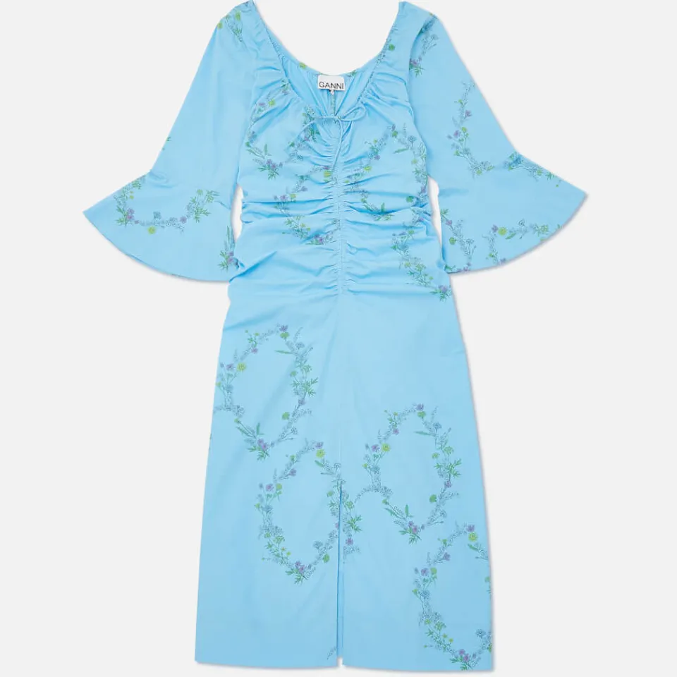 Dresses|Dresses|ROTATE Birger Christensen Ganni x Coggles Floral-Print Organic Cotton Midi Dress - EU 34/UK 6