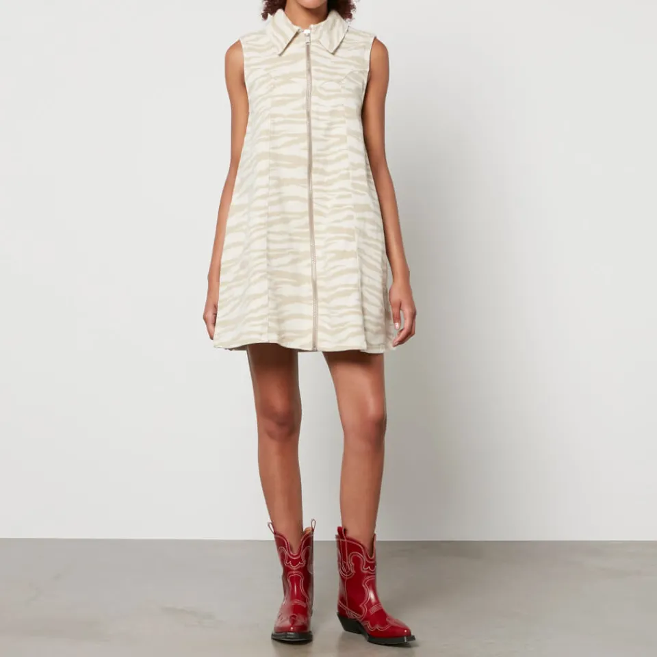 Dresses|Dresses|Ganni Zebra-Print Denim Mini Dress - EU 34/UK 6