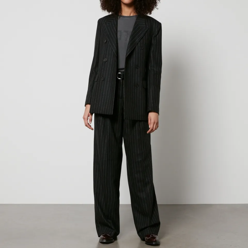 Jackets|Coats|Dr. Martens Golden Goose Journey W's Double-Breasted Pinstriped Wool-Blend Blazer - IT 40/UK 8